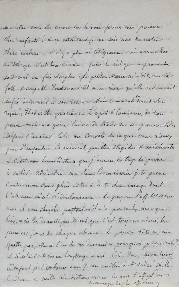 Très belle et très longue lettre de Mme Hanska (Balzac)