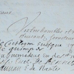 Rare document signé par les 8 évêques de Bretagne en 1699