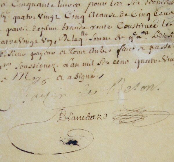 Pièce signée par le maréchal Jacques Bazin de Bezons