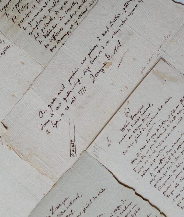 Bel ensemble de 5 documents de l'académicien François-Urbain Domergue