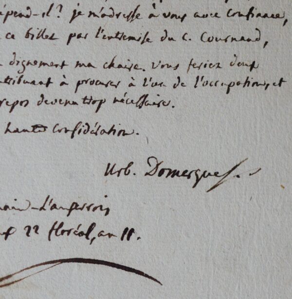 Bel ensemble de 5 documents de l'académicien François-Urbain Domergue