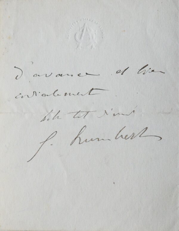 Lettre de Ferdinand Humbert illustrée d'une Vierge à l'Enfant