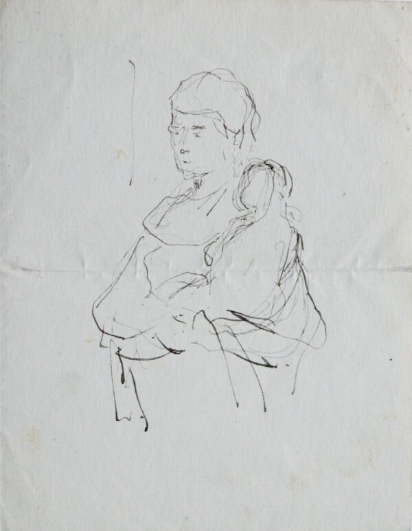 Lettre de Ferdinand Humbert illustrée d'une Vierge à l'Enfant