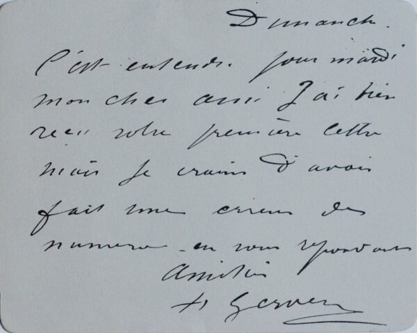 Carte d'Henri Gervex, à un ami