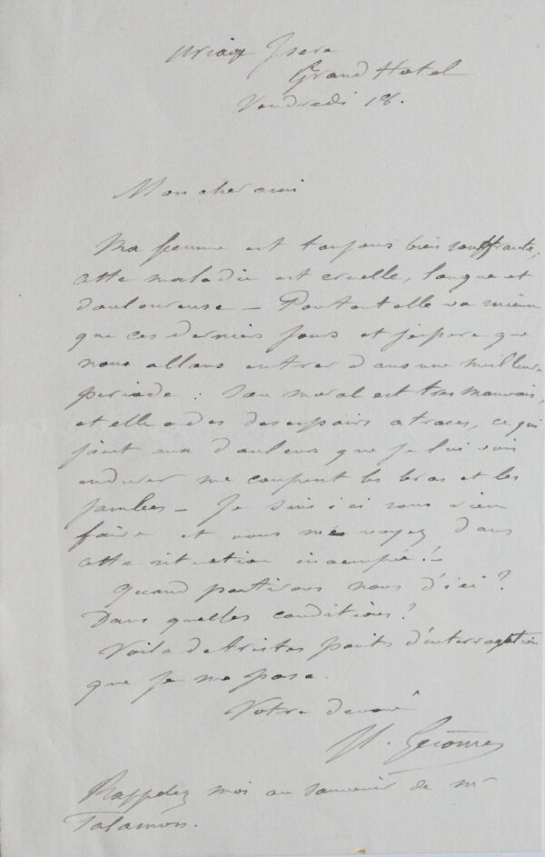 Jean-Léon Gérôme évoque la souffrace de son épouse
