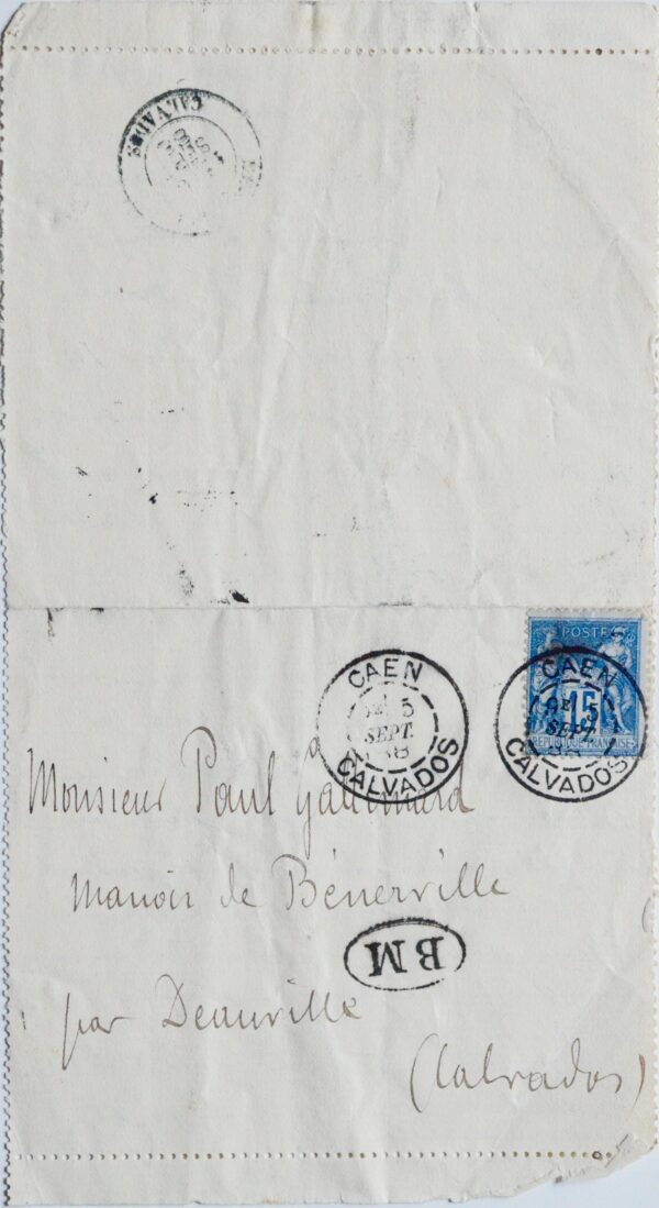 Lettre de Léon Barillot au collectionneur Paul Gallimard