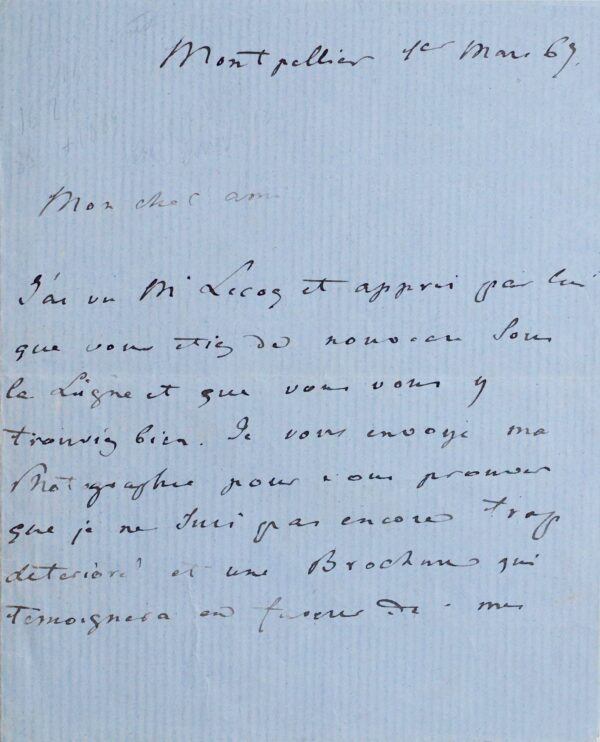 Lettre du naturaliste Charles-Frédéric Martins