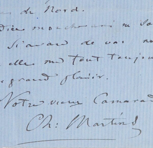 Lettre du naturaliste Charles-Frédéric Martins