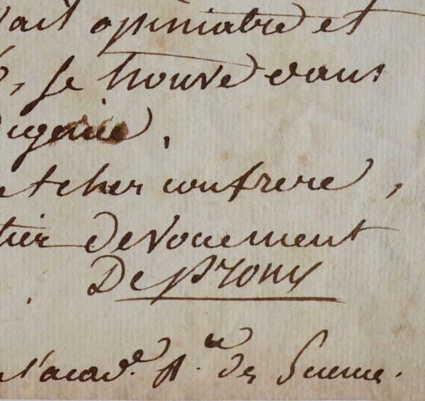 Lettre de Prony à Georges Cuvier