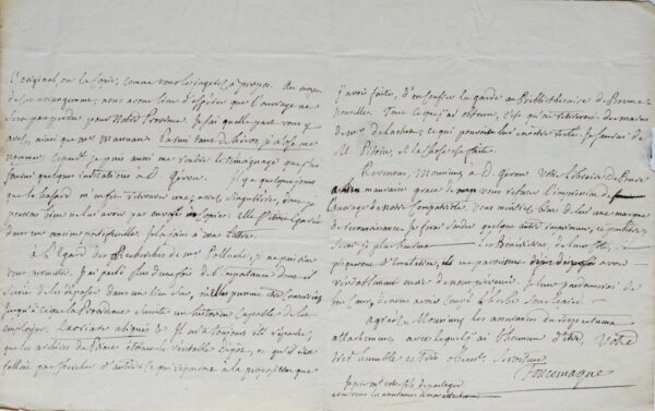 Lettre de Foncemagne évoquant ses compatriotes orléanais Jousse, Gérou, Polluche
