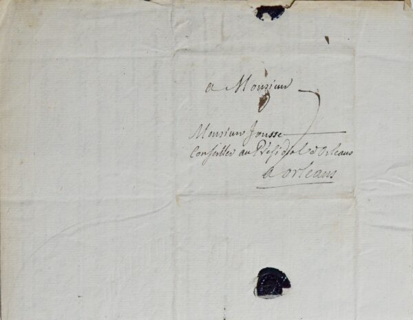 Lettre de Foncemagne évoquant ses compatriotes orléanais Jousse, Gérou, Polluche