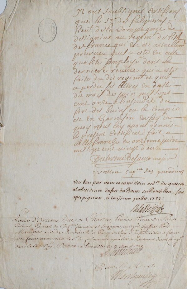 Un officier perd ses papiers lors de l'incendie du Fort-les-Bains.