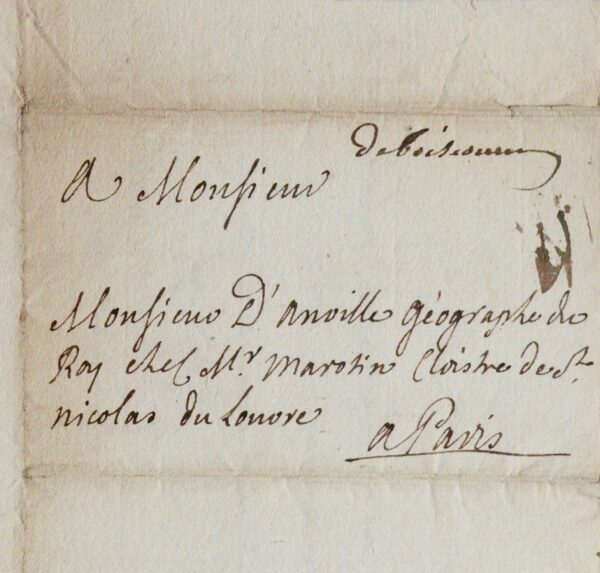 Lettre de Foncemagne au géographe D'Anville