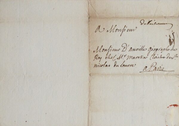 Lettre de Foncemagne au géographe D'Anville