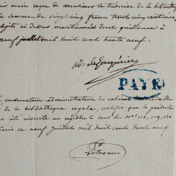 Longpérier vend médaille, pièce et bagues au Cabinet des Médailles