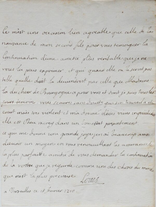 Le Duc de Bourgogne annonce la naissance de son fils, le futur Louis XV