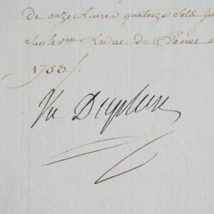Rare document signé par Dupleix, à Pondichéry