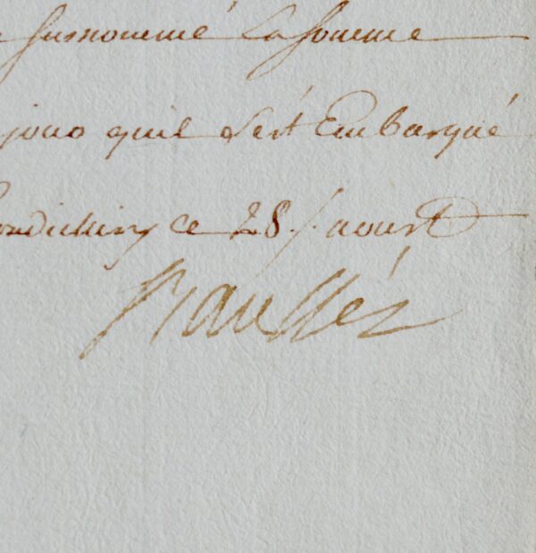 Rare document signé par Dupleix, à Pondichéry