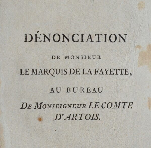 Vive attaque de La Fayette contre l'agiotage