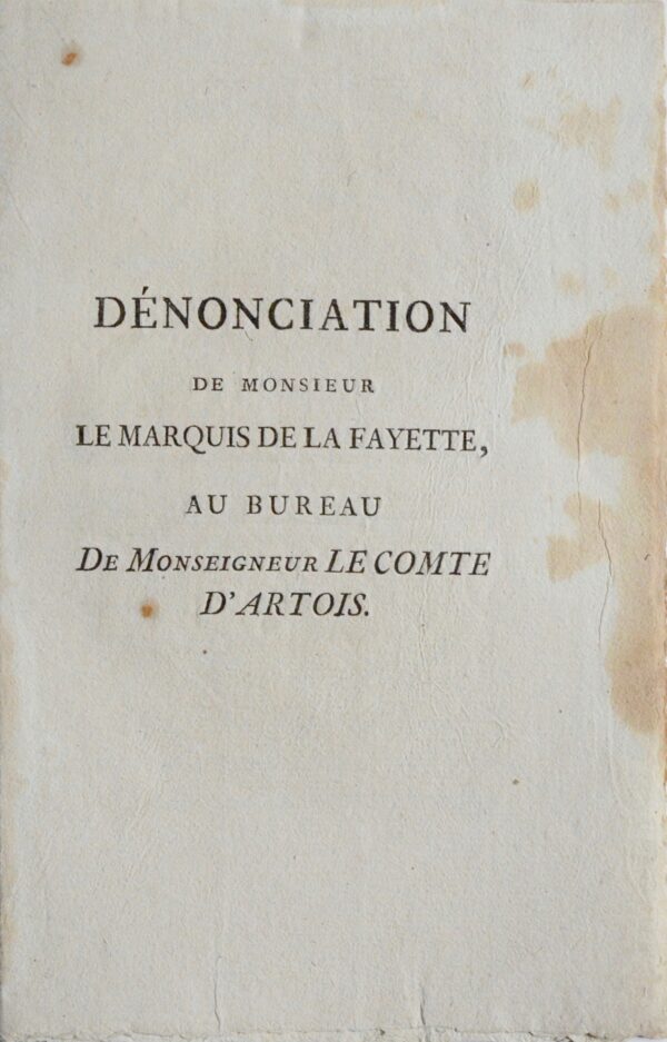 Vive attaque de La Fayette contre l'agiotage