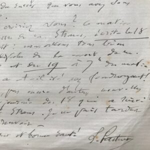 Pasteur doute des causes de la mort de son collaborateur Louis Thuillier