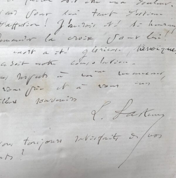 Pasteur affligé par la perte de son collaborateur Louis Thuillier