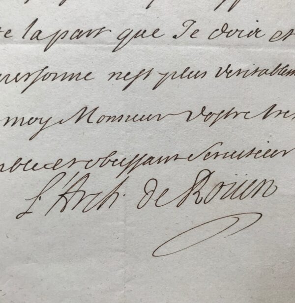 Jacques Nicolas Colbert, archevêque de Rouen, adresse ses condoléances