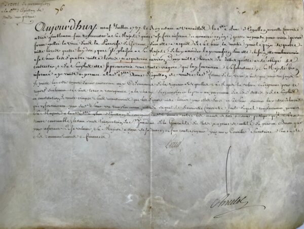 Louis XV permet à une "nouvelle convertie" de Givonne (Ardennes) de vendre une ferme