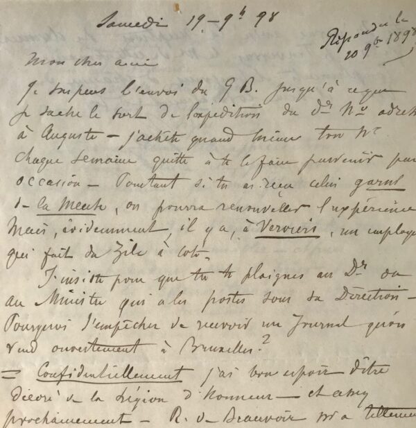 Draner reçoit l'appui d'Edouard Detaille pour la Légion d'honneur