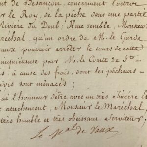 Le Maréchal de Vaux intervient le droit de pêche dans le Doubs