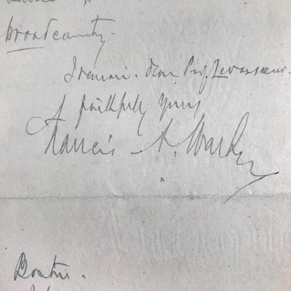 Lettre de l'économiste américain et président du MIT, Francis Amasa Walker