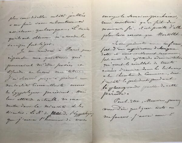 Candidature de François Chabas au poste de conservateur du musée Égyptien du Louvre