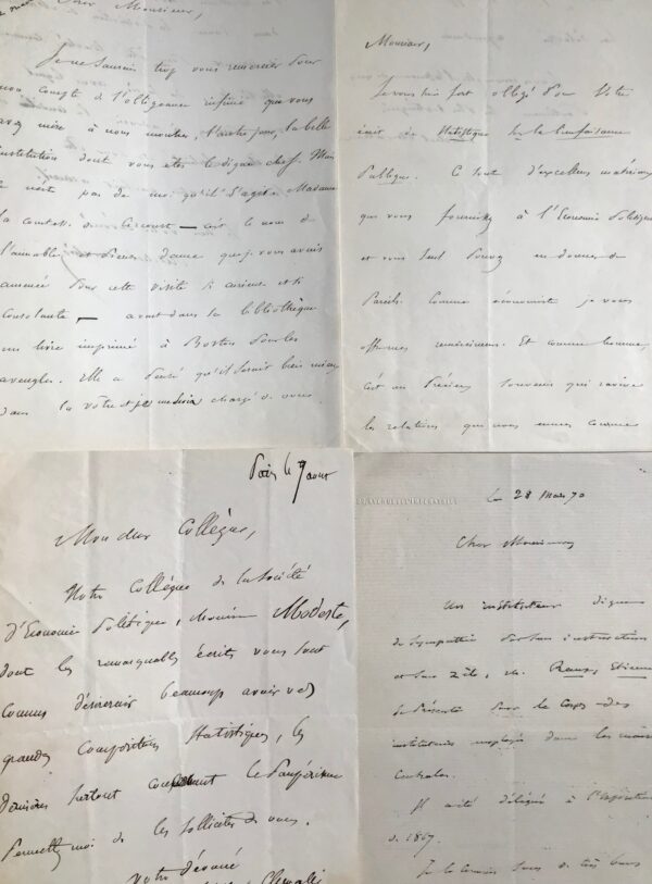 Correspondance de l'économiste Michel Chevalier sur le paupérisme & les aveugles