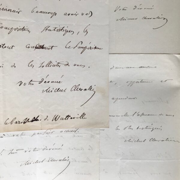 Correspondance de l'économiste Michel Chevalier sur le paupérisme & les aveugles