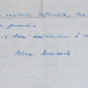 Lettre de 1944 de Brasillach évoquant le bombardement de Paris et les Américains