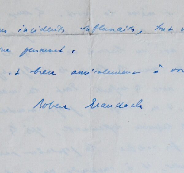 Lettre de 1944 de Brasillach évoquant le bombardement de Paris et les Américains
