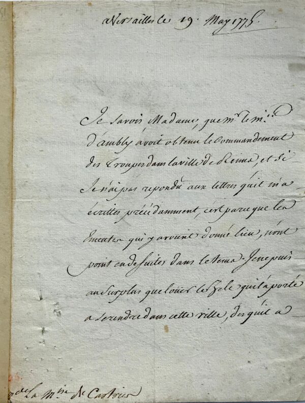 Le maréchal du Muy se félicite de la répression de "La guerre des farines", à Reims, en 1775