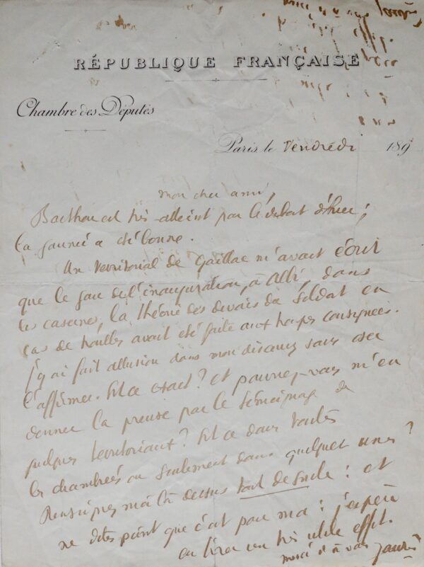 Jean Jaurès évoque Louis Barthou et le devoir des soldats