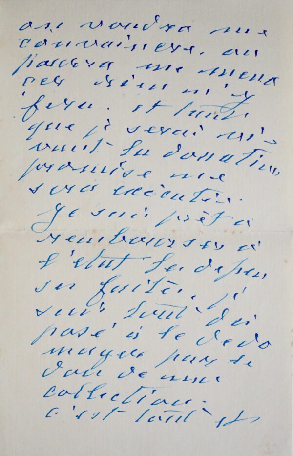 Exceptionnelle lettre de Monet à Clemenceau, annulant la donation des Nymphéas