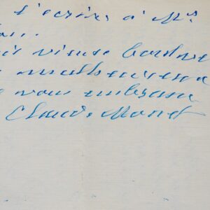 Exceptionnelle lettre de Monet à Clemenceau, annulant la donation des Nymphéas