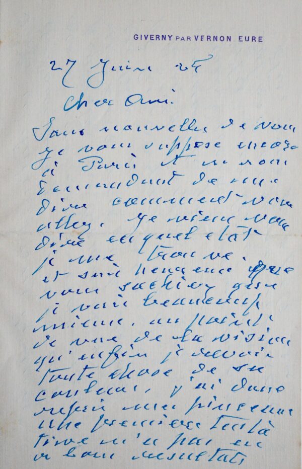 Monet recouvre la vue et consent à réévaluer ses Nymphéas en vue d'une donation à l'état