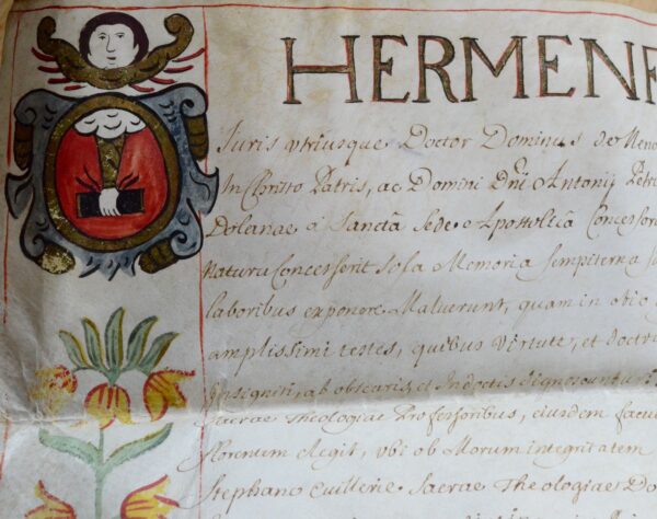 Diplôme de théologie de l'Université de Dole pour Jean-Charles de Vaudrey