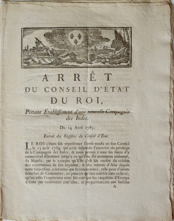 Arrêt du Conseil d'État du Roi établissant une nouvelle Compagnie des Indes