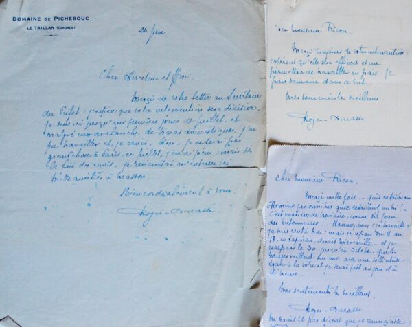 Trois lettres du compositeur Jean Roger-Ducasse