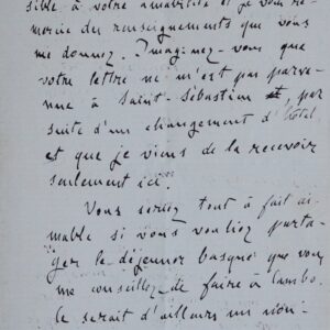 Zola projette un déjeuner basque à Cambo