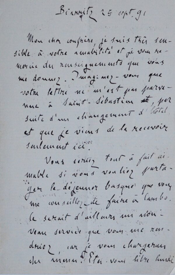 Zola projette un déjeuner basque à Cambo