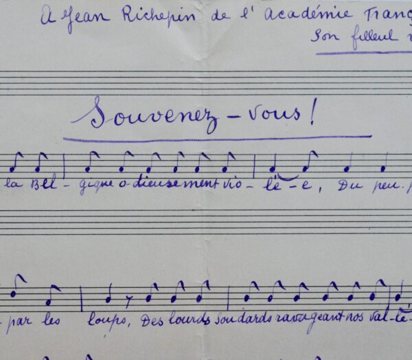 De Montréal, Albert Larrieu adresse à Richepin une chanson sur les blessures de l'Europe