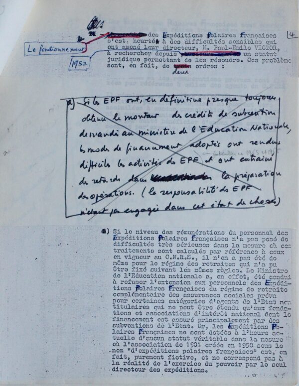 Rapport sur le statut des Expéditions Polaires Françaises par Paul-Émile Victor