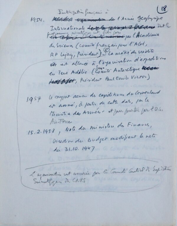Rapport sur le statut des Expéditions Polaires Françaises par Paul-Émile Victor