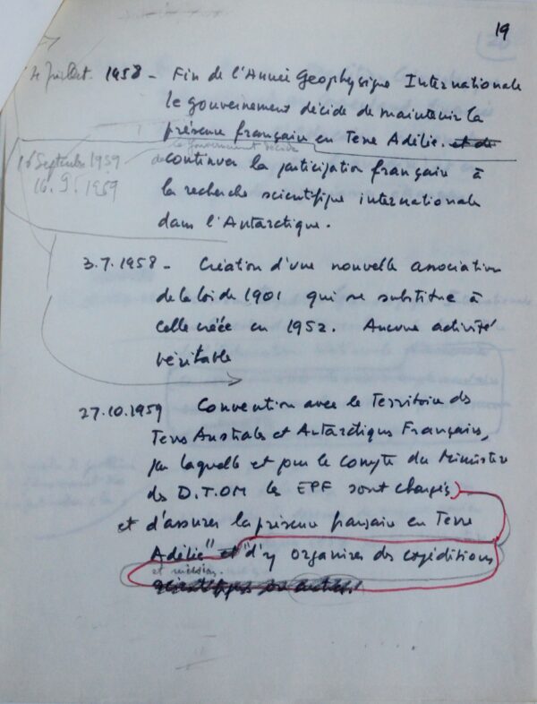Rapport sur le statut des Expéditions Polaires Françaises par Paul-Émile Victor